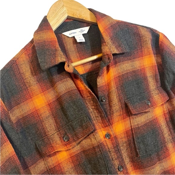 Old Navy Taylor Swift Evermore Women's Boyfriend Shirt Flannel Size M Orange - Picture 7 of 9